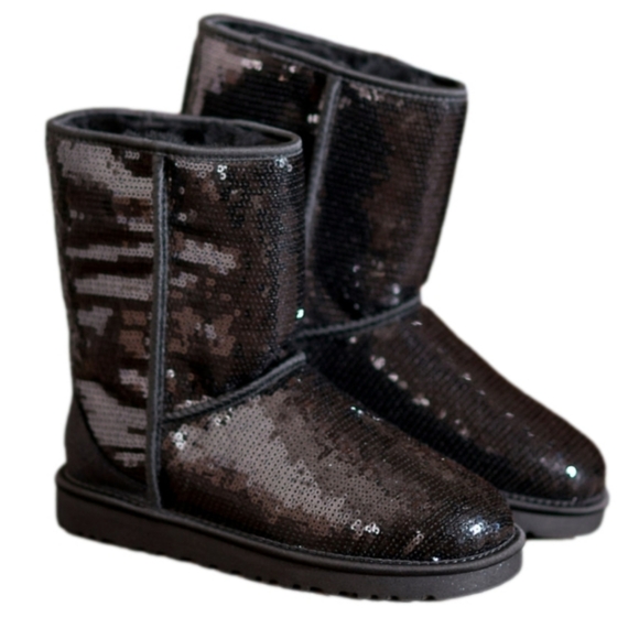 UGG Shoes - Ugg classic sparkly sequins black short boots size 7